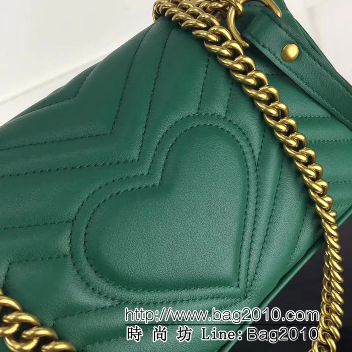 GUCCI古馳原單 新款專櫃品質原單貨實物實拍446744 綠色鏈條單肩斜挎包 HY1084